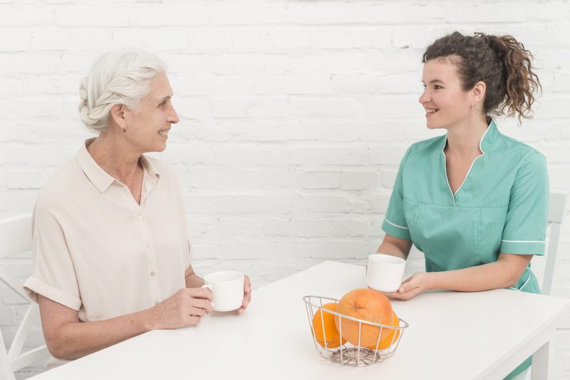 Caregiver providing gentle dementia care support