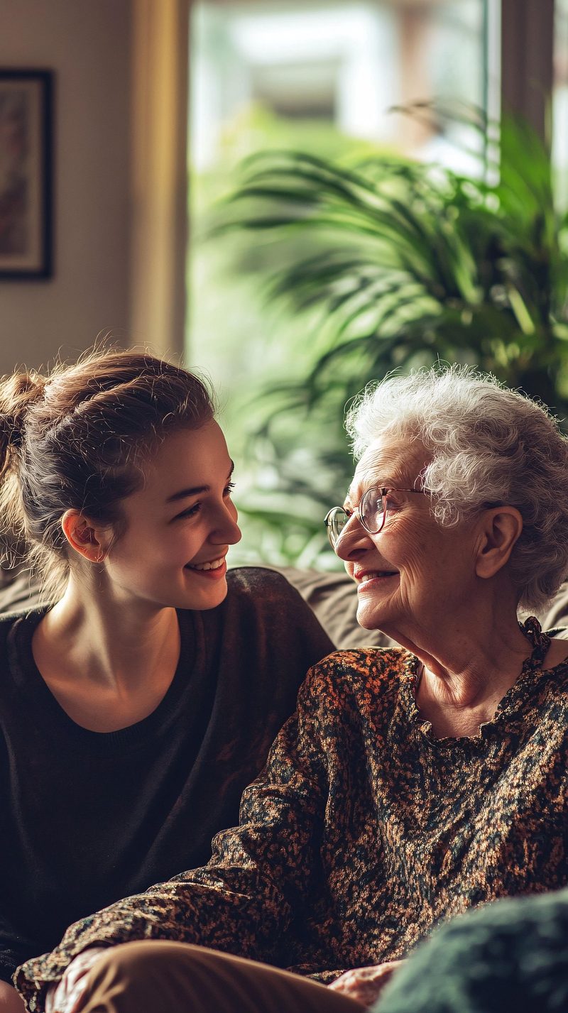 Live-in caregiver assisting a senior in their home